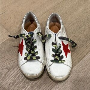 Golden Goose Kids White Sneakers with Red Star